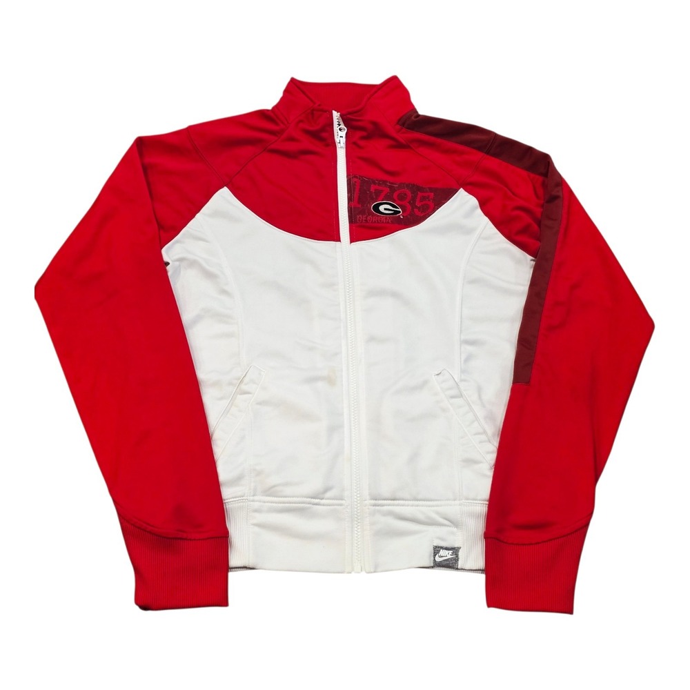 Vintage Nike Georgia Bulldogs Track Jacket White Red Womens Large 245351-657